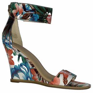 VTG Bakers Sandals 4” High Heel ShoesTropical Wedge Ankle Strap Floral Boho 7.5